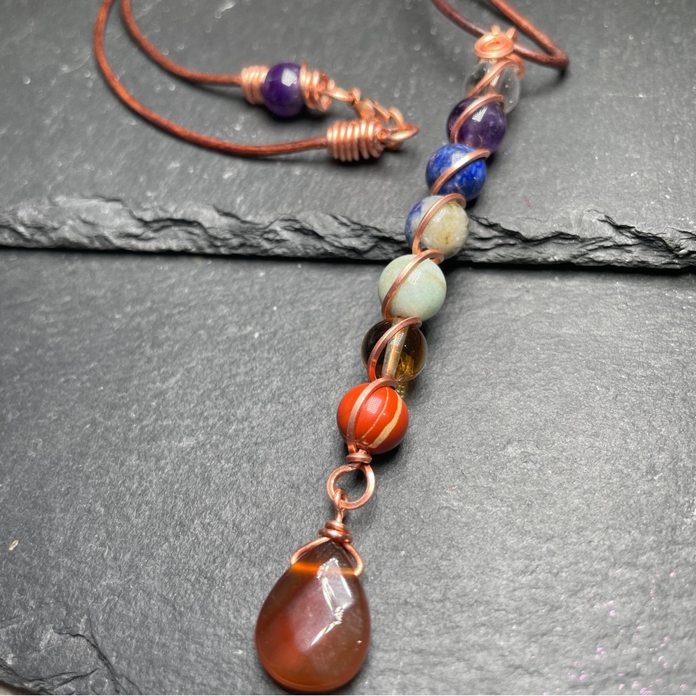 Gemstone Pendant Necklace With Carnelian Focal Boho Artisan Jewelry - Picture 10 of 12